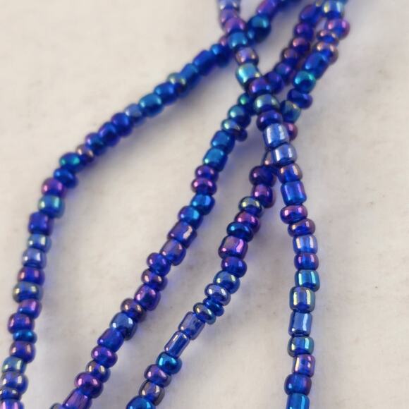 Art Glass Teardrop Pendant Necklace Artisan Beads Cord Curved Cap Statement - Picture 4 of 9